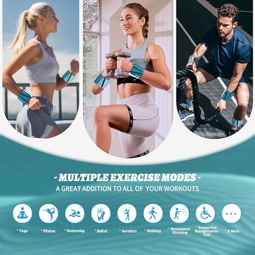 Image of BECOJADDE Ankle Weights for Women Wrist Weights Set of 2 (1 lb /2 lb Each) Adjustable Arm Leg Weight for Womens Men Suitable for Walking Swimming Running Pilates Yoga Gym