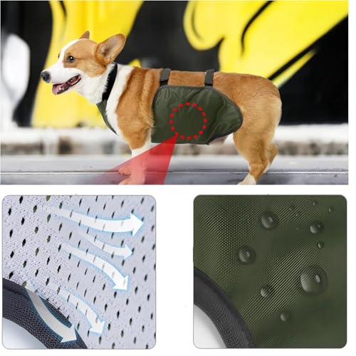 CAASFOOY Bauchschutz für Hunde, Bauchband, Lätzchen, warme Weste, Polyester, grün, Large, Sommer, Wasserfest, Kühlung und Belüftung