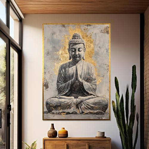 Toile Bouddha d'or pour créer un coin méditation et zen dans votre salon
