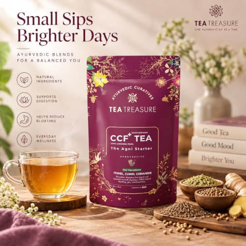 Image of TeaTreasure Ayurvedic Digestion CCF Plus Herbal Tea|Supports Digestion,Metabolism Boost & Bloating Relief |Coriander, Cumin & Fennel Caffeine Free Ayurvedic Herbal Tea | 100g