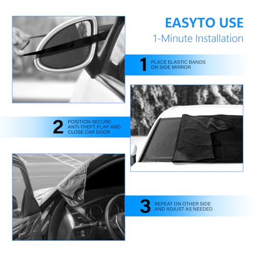 Image of QODOLSI Windshield Cover for Ice and Snow, Thicken 600D Oxford Fabric Windshield Frost Cover for Ice, Frost & Snow Removal Windshield Snow Cover for All Weather, Water, Sag-Proof (75 inch x 47.25 inch)