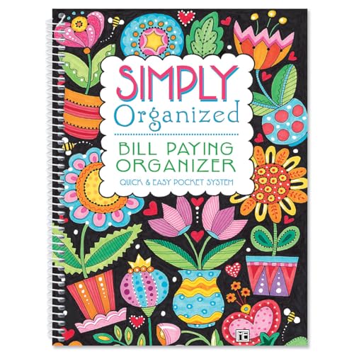 Current Mary Engelbreit Bill Paying Organizer Book - 9' x 12” Personal Account Book, Spiral Bound, 14 Storage Pockets, 32 Label Stickers, Monthly Finance & Payment Management Tracker for Home & Office