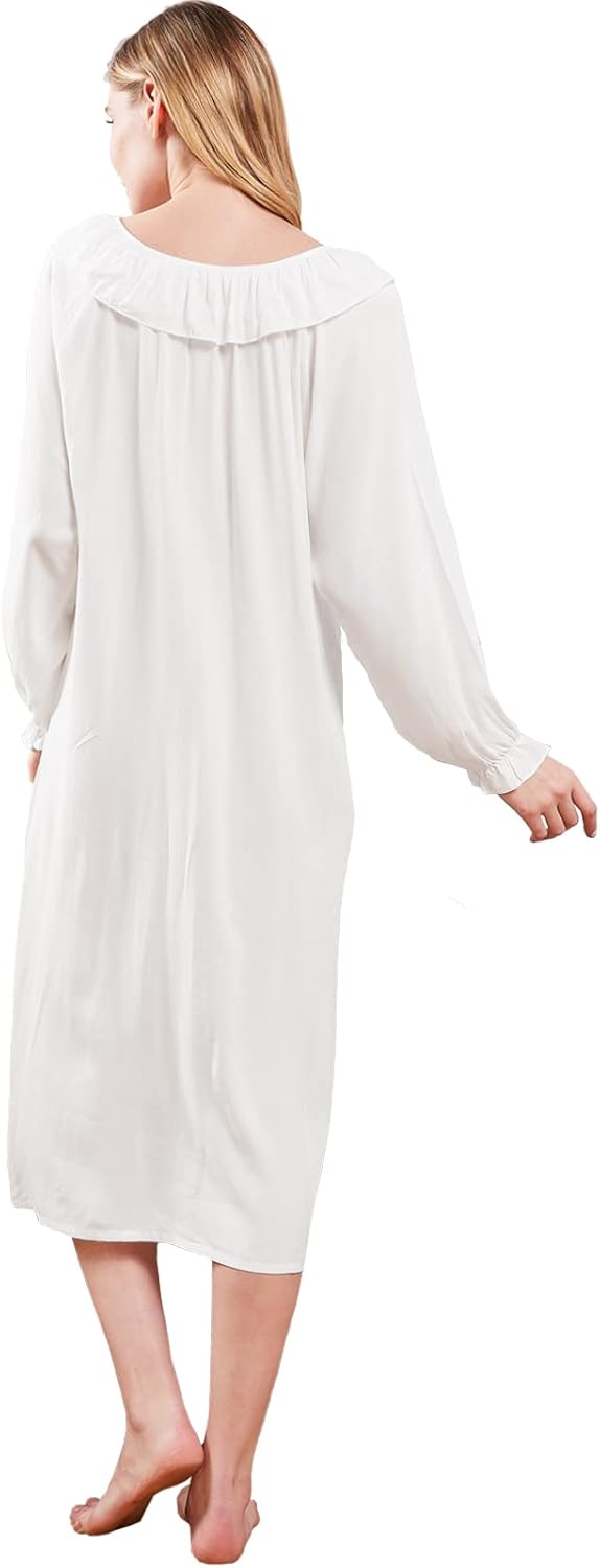 Nanxson Womens Nightgown Long Sleeve Sleepwear Vintage Victoiran Nightdress Ladies Lightweight Loungewear - Image 4