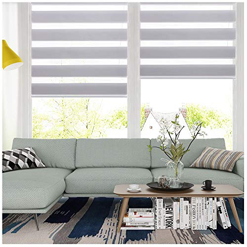 Cortinas de cuña SMONTER LUCKUP con diseño de cebra, de fácil fijación y persianas con accesorios de instalación, Gris, 100CM×150CM