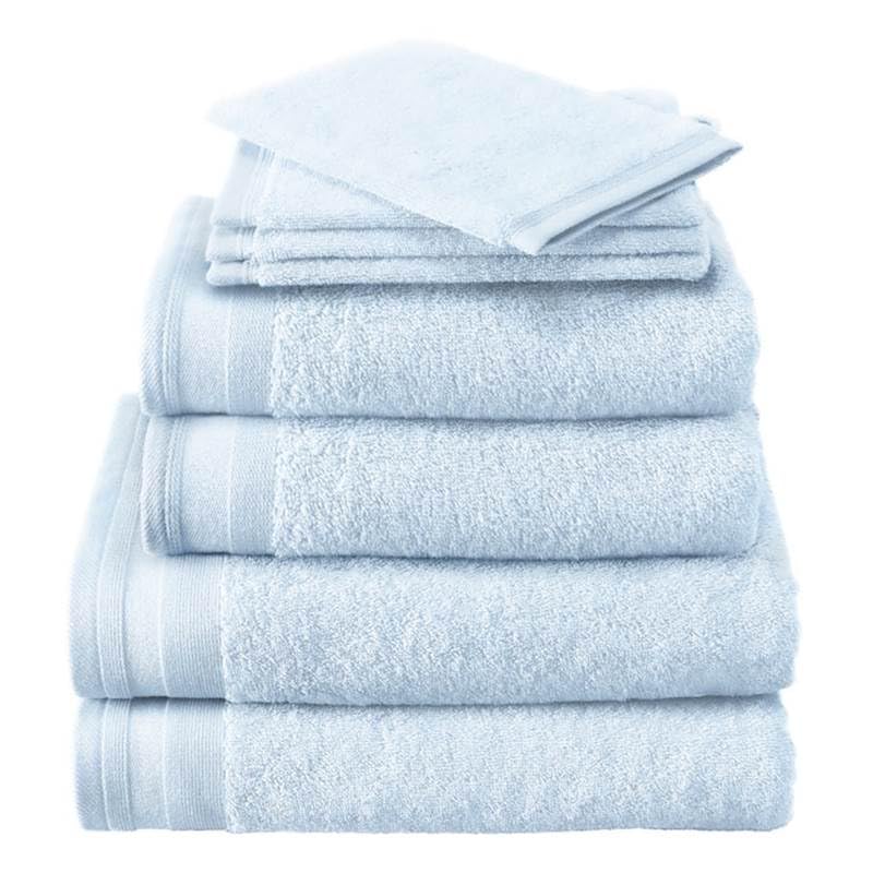 Gants de toilette en coton De Witte Lietaer Contessa bleu poudré douceur premium