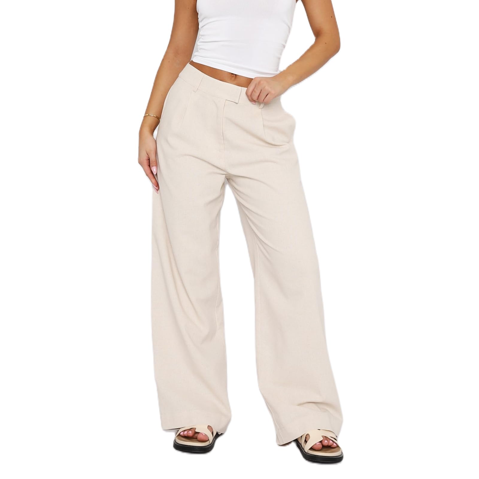 NUFIWI Women Y2k Wide Leg Pants High Elastic Waist Boyfriend Pants Trousers Casual Relax Fit Lounge Pants Bottoms