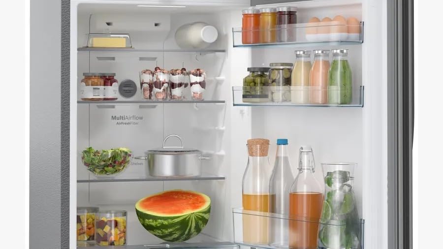 Image of Bosch 243L, 3-Star, Inverter Frost free Double Door Refrigerator (2025 Model, CTC27K031I, 6-in-1 Convertible, 18 Hours Cooling Retention, Digital Display, Super Freeze, 80min Convert, Shiny Silver)