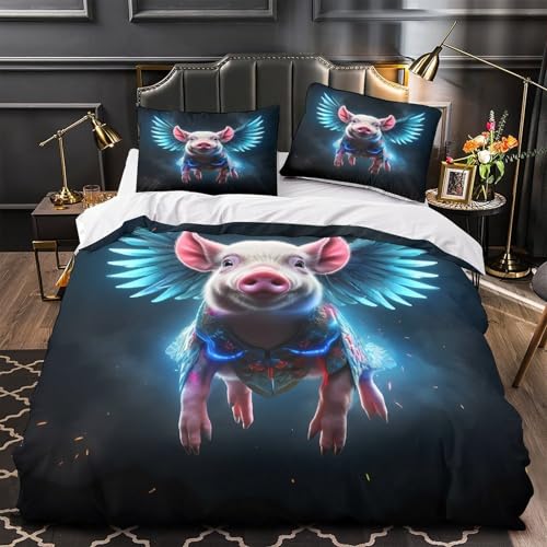 Housse de couette cochon volant pour chambre d'enfant douillette - 2