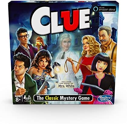 Hasbro Clue Game; Incudes The Ghost Of Mrs. White; Compatible With Alexa (Amazon Exclusive); Mystery Board Game For Kids Ages 8 And Up