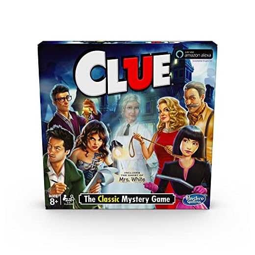 Hasbro Clue Game; Incudes The Ghost Of Mrs. White; Compatible With Alexa (Amazon Exclusive); Mystery Board Game For Kids Ages 8 And Up