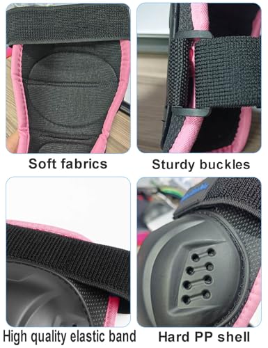 Kids Knee Shin Guard with Elbow Pads for Cycling Motorcycle ATV, Outdoor Sports Protective Gear Suitable for Motocross Skateboarding Skating e-Bike Dirt Bike (Pink(for 3-9 YO))