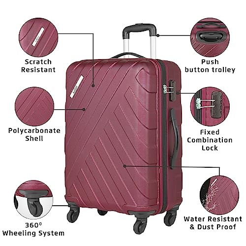 Image of Safari Ray 77 Cms Large Check-in Polycarbonate Hardsided 4 Spinner Wheels Luggage /Suitcase /Trolley Bag (Wine Red)