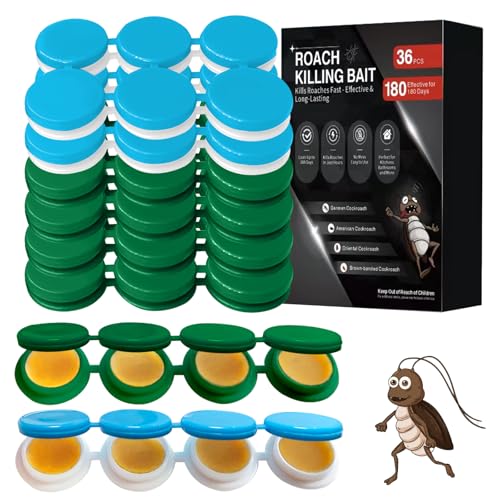 36 Pack Cockroach Gel Bait, Highly Effective Roach Killer Indoor Infestation Solution, Fast Acting Cockroach Killer Indoor Home Kitchen Use, Easy to Apply & No Mess Roach Bait Gel, Long-Lasting