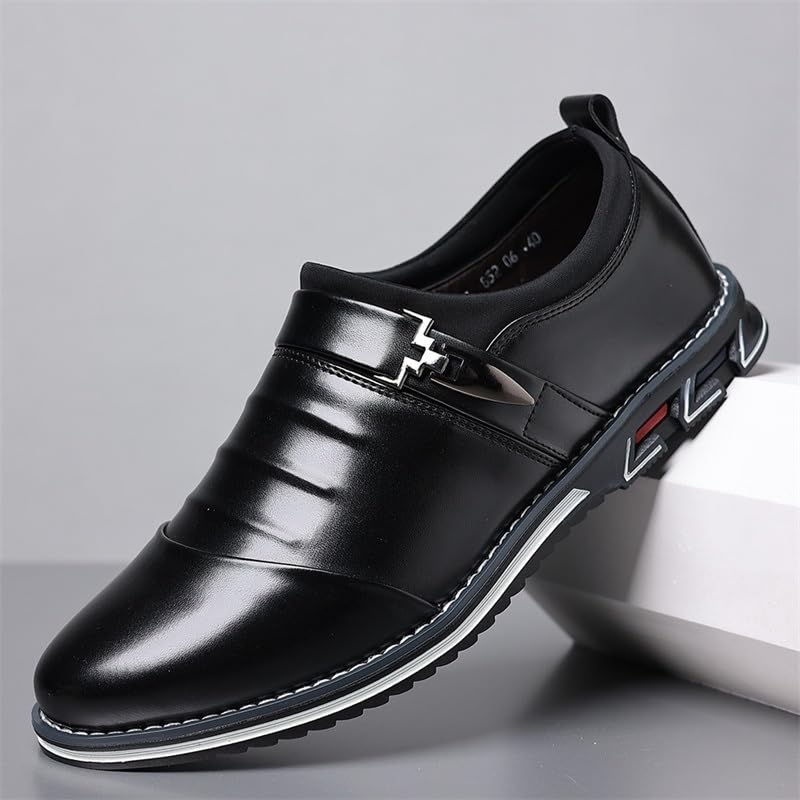 Men's Leather Shoes Commuting Casual Shoes Business Shoes Oxford Shoes(White-Patch Five-Pointed star4,9)4