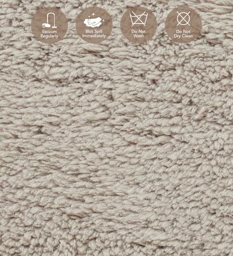 Image of Obsessions Large Indoor Polyester Carpet with Solid Pattern Felt Backing, Ideal for Bedroom & Living Room 160x230cm, Taupe