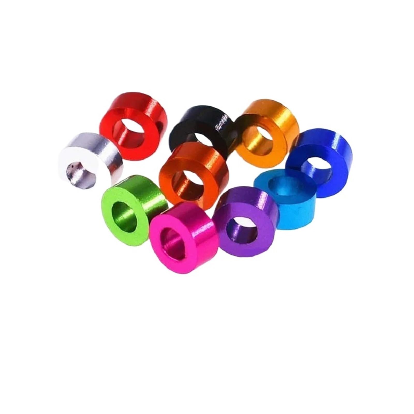 50 Stück Aluminium-Unterlegscheiben M3 x 6 0,5/1/1,5/2/2,5/3 mm bunt eloxierte flache Unterlegscheiben Dichtung Durchgangsloch-Auflistung(Green,H 1.5xOD 6xHole 3mm)