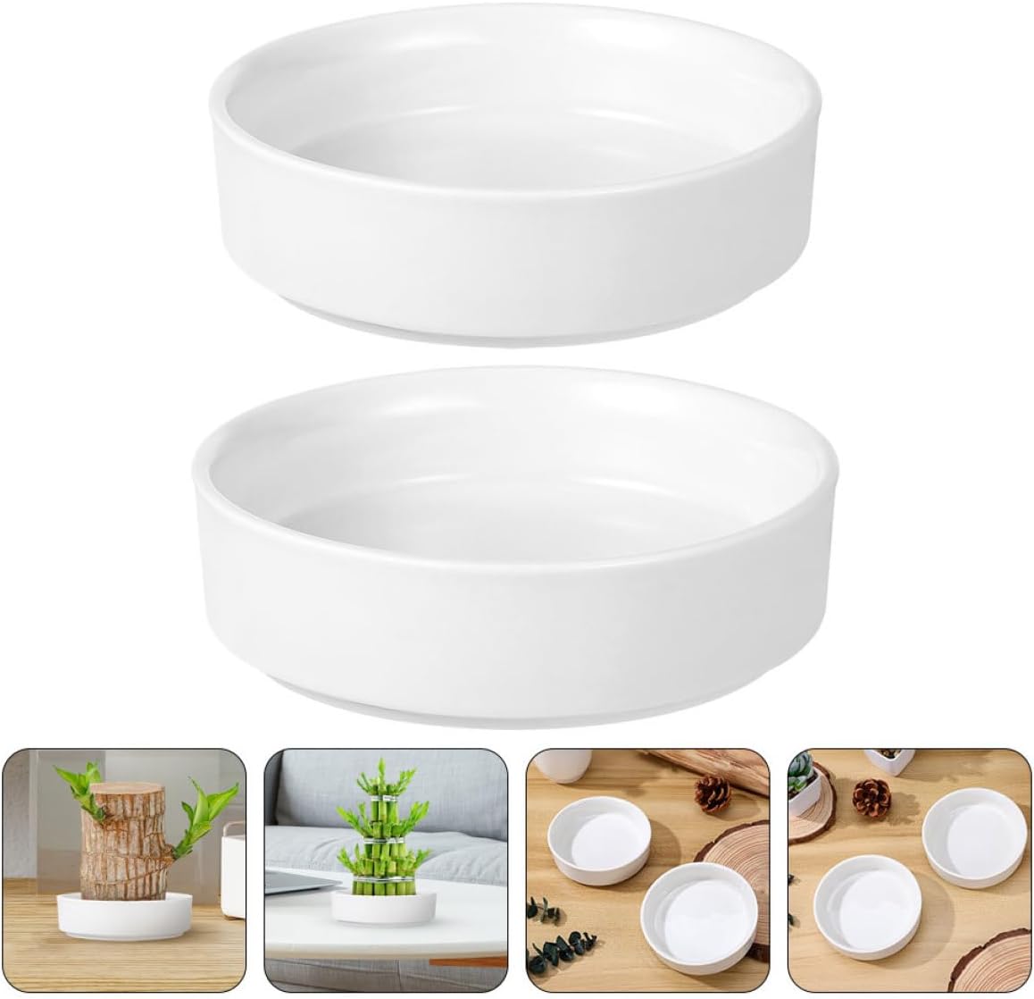 Milisten 6pcs Ceramic Plant Saucer Round Drip Tray Heavy Duty Flower Pot Base for Indoor Use Plant Plate to Prevent Water Leakage and Maintain Clean Floors