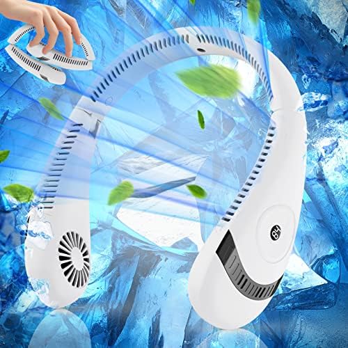 ETSAMAL Portable Neck Fan, 5000mAh Rechargeable Neck Fan 360° Bladeless Foldable Cooling Personal Fan Hands-Free with 3 Speeds for Travel, Outdoor, Home, Office, School, Camping(white)