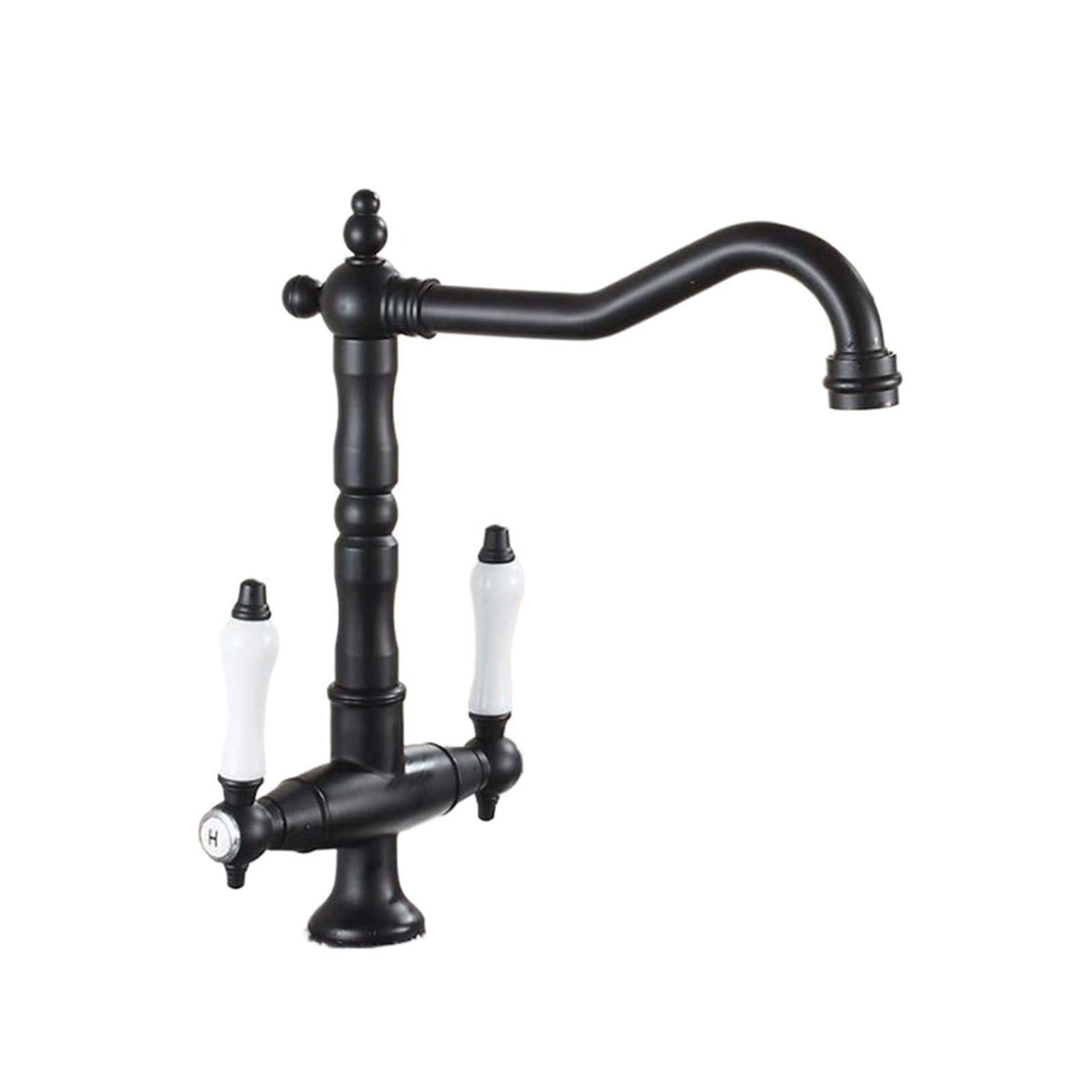 Robinet de cuisine double poignée contre calcaire bronze noir