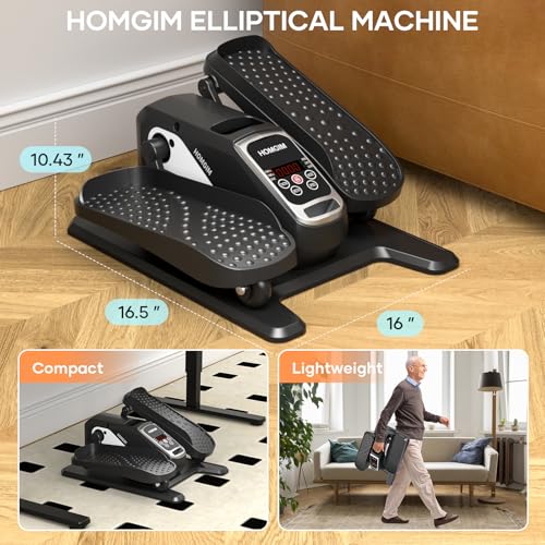 Image of HOMGIM Under Desk Elliptical Machine - Quiet Motorized Leg Exerciser with Smart Remote, 12-Speed Manual Programs Auto /3 Auto Programs LCD Display & Bidirectional Motion for Home /Office