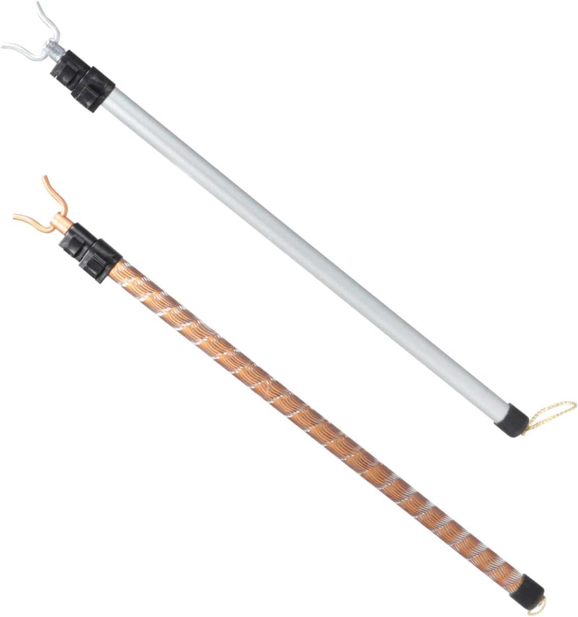 CHILDWEET 2pcs Clothes Reaching Pole Retractable Washing Line Pole Aluminum Alloy Clothes Fork Rod Strong Capacity Toilet Holder