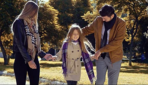 Cashmere Wool Feel Scarf Warm Soft Lightweight Scottish Scotland Nova Check Tartan Plaid Gift For Men Women Kids (A43-3 Black Camel Red BB Plaid)2