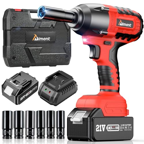 Aiment 550 Ft-lbs/700Nm Cordless Impact Wrench 1/2 inch, 3000RPM Brushless Impact Gun with 4.0Ah Li-ion Battery, Fast Charger, 6 Sockets, Electric Impact Wrench for Car Home Truck Tractor AT700