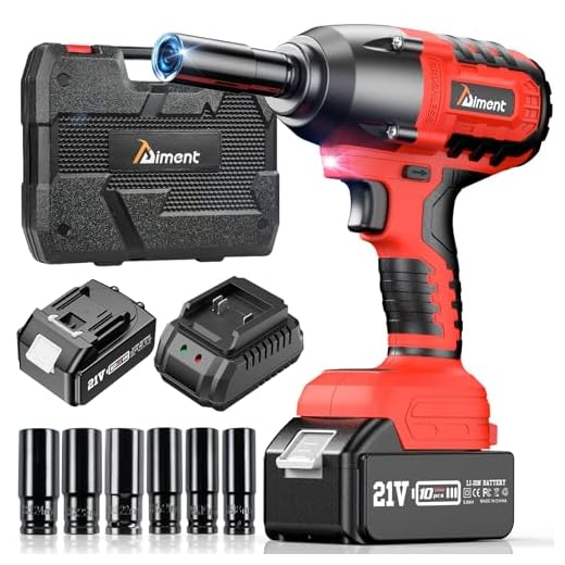 Cordless Impact Wrench 1/2 inch, Aiment 550 Ft-lbs Max Torque(700N.m), 21V 3000RPM Brushless Power Impact Gun, 4.0Ah Li-ion Battery with Fast Charger, 6Pcs Sockets, Electric Impact Driver for Car Home
