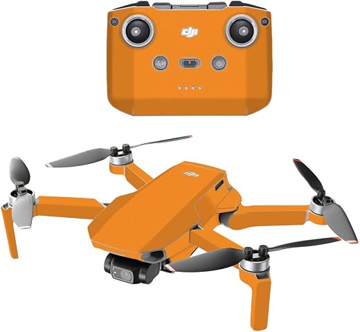 MightySkins Compatible with DJI Mini 2 Portable Drone - Solid Orange | Protective, Durable, and Unique Vinyl Decal wrap Co...