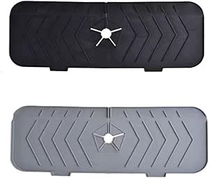 2-Pack Silicone Sink Splash Guards - 14.6 Inch Foldable Faucet Mats For Kitchen & Bathroom Counter Protection