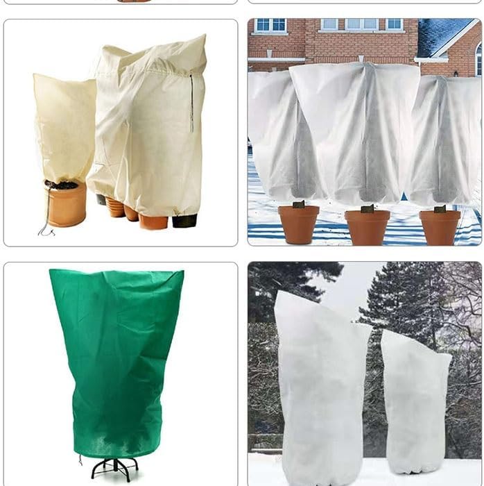 2 Packs Plant Covers Freeze Protection Frost Cloths for Outdoor Plants, Reusable Frost Blankets with Zipper and Drawstring(Green,60X80cm)