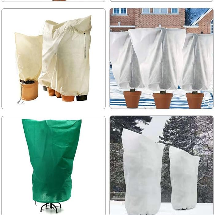 Cubiertas para plantas para protección contra la congelación, 2 paquetes de mantas contra heladas con cordón de cremallera, protección contra el clima de invierno para plantas de jardín, duraderas y