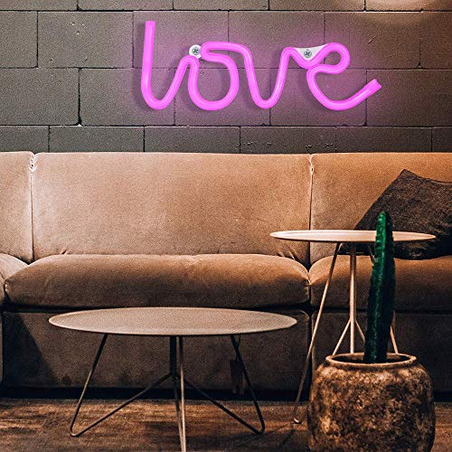 Image of ENUOLI Love Neon Signs LED Love Neon Light Home Art Dorm Decor for Gift | Love Wall Decor for Valentine's Gift Girls Room Living Room House Bar Pub Hotel Beach Recreational Battery USB Powered Light
