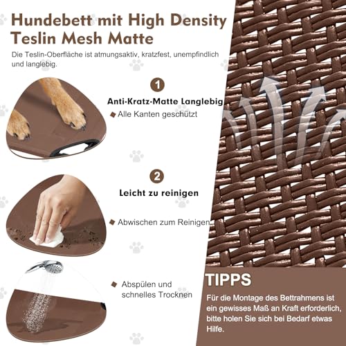 Snagle Paw Hundeliege mit Dach & Erhöhtes Design - Stabiles Hundebett mit Antirutschfüßen, Breiter Schatten - Wasserdicht für Große Hunde Indoor/Outdoor, Camping & Garten
