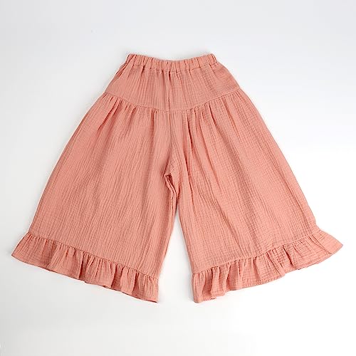 Image of HOOLCHEAN Baby and Little Girls Soft Cotton Gauze Wide Leg Ruffled Pants