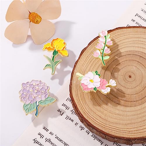 Image of Violet Lily Flowers Brooch Colorful Plant Enamel Pin Cartoon Plant Enamel Pins Gift for Women Girls Colorful Flowers Brooch Badge Pins for Dress Corsage Jackets Backpacks