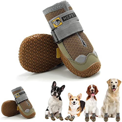 Image of PETANGEL HCpet Dog Boots for Hardwood Floor | Breathable Dustproof Dog Shoes | Dog Booties with Reflective Anti-Slip Sole | Outdoor Paw Protectors with Rubber Soles for Hiking and Running (Size: 6)