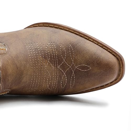 Image of GLOBALWIN Women's Mid Calf The Western Cowgirl Boots Fashion Cowboy Boots For Women Chunky Low Heel