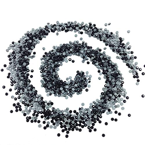 PEPPERLONELY Flat Back & Faceted Glass Hot Fix Rhinestones (SS6 (1.9mm) 1440 pcs, Black)