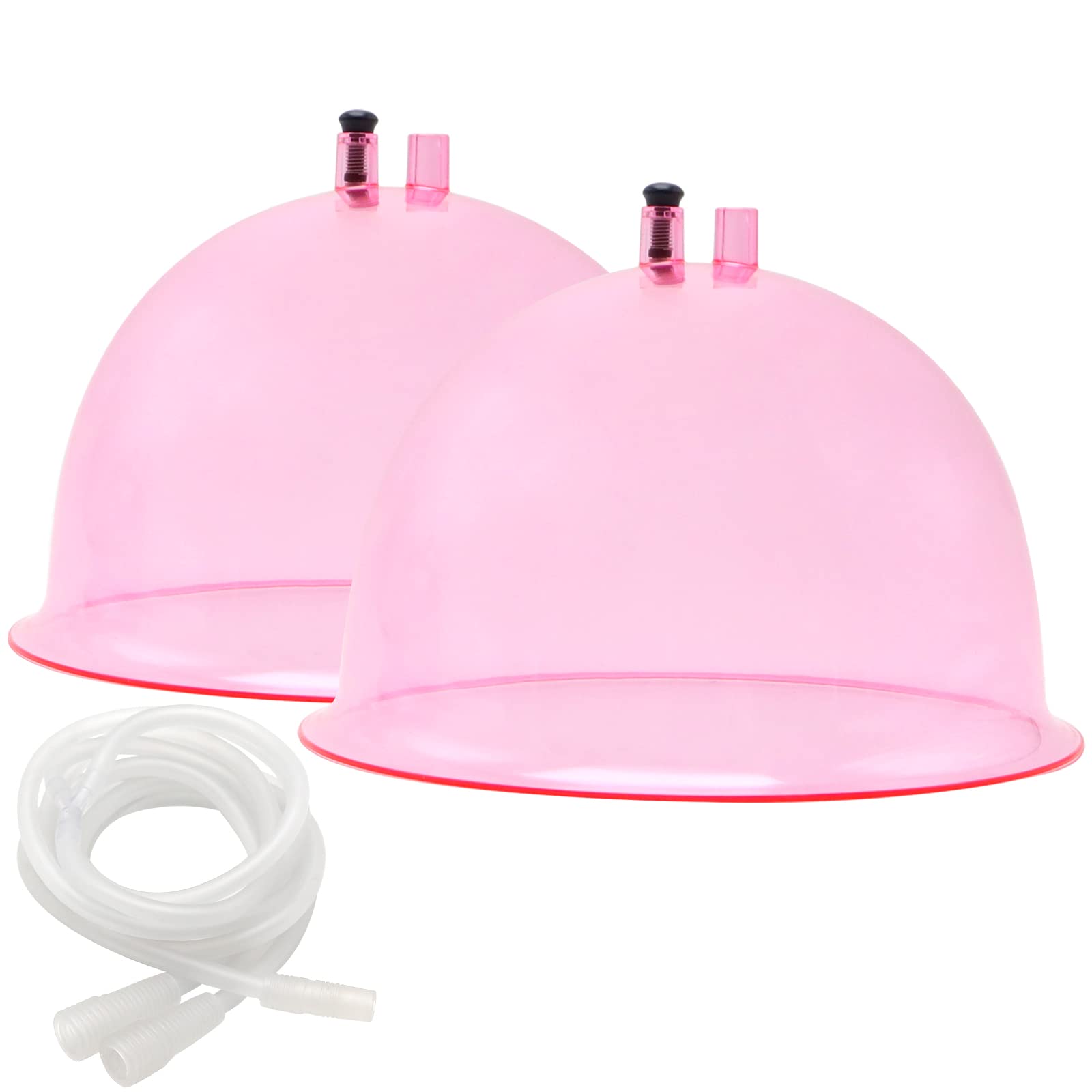 ZILAMPU Vacuum Cupping Machine Accessories,Upgrade 180MM L Buttock Shape Suction Therapy Cups 7.28 inch Diameter with Y Hose for Butt Lift,Body Massage (Pink-1 Pair )