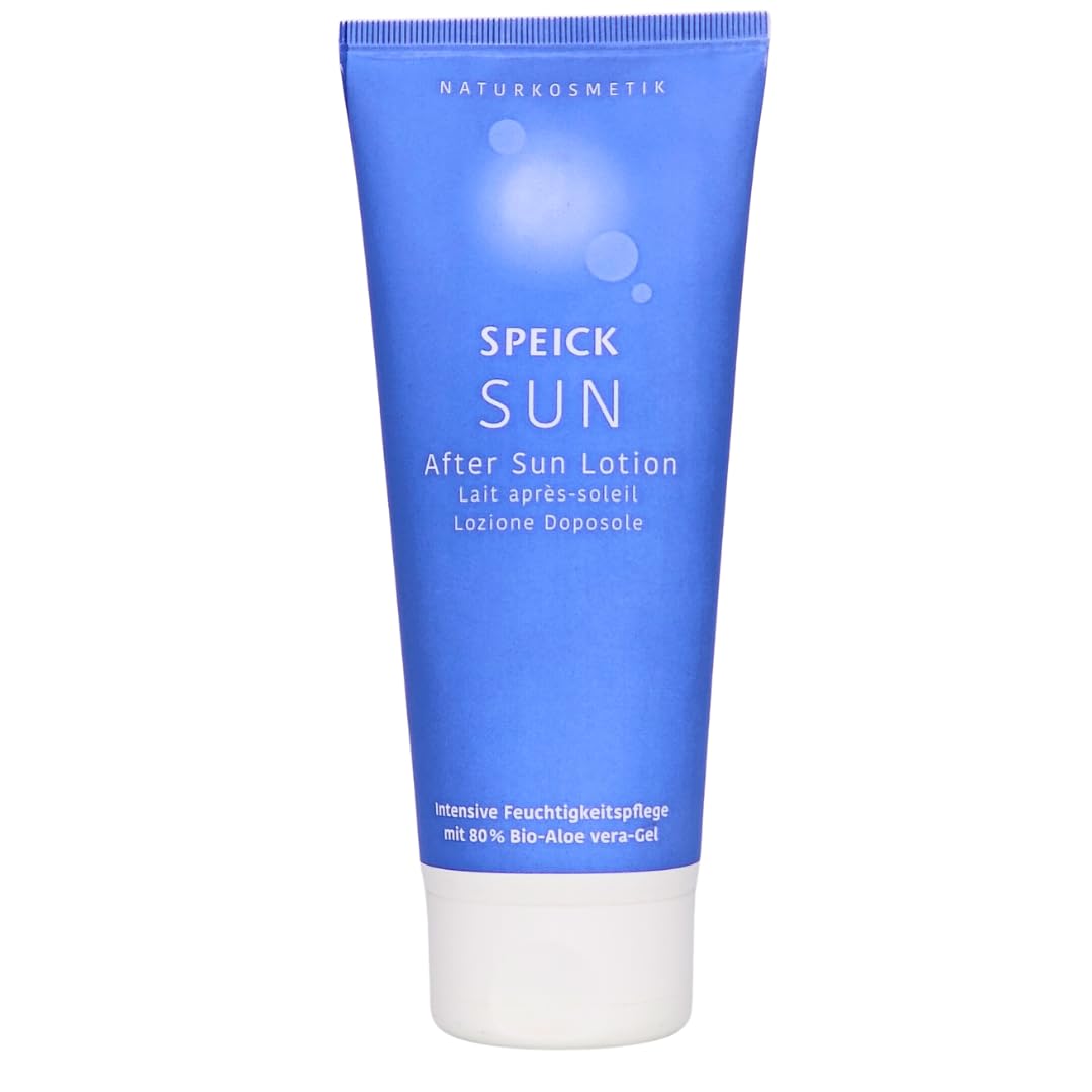 Speick Sun After Sun Lotion, 1x 200 ml I Intensive Feuchtigkeitspflege mit 80% Bio-Aloe Vera-Gel I Für sonnenstrapazierte Haut I Kühlt und beruhigt I Spar-Set plus Pharma Perle give-away