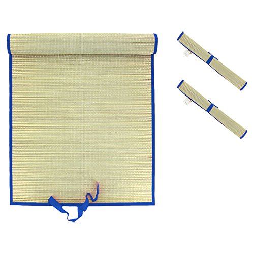 Mojawo 2er Set XL Stranddecke Strandmatte Bastmatte Strohmatte Picknickdecke Matte Decke Strand Liegedecke blau L180xB60cm