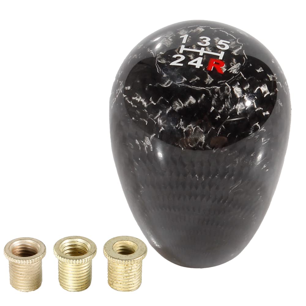 Gear Shift Knob Carbon Fiber 5 Speed Shifter Knob Universal For Most Cars With 3 Adapters(8Mm/10Mm/12Mm) 715723418604