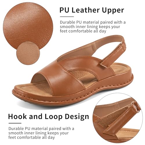Aomigoct Dressy Sandals for Women Summer: Comfortable Casual Dress Flats Sandal 2025 - Ladies Fashion Ankle Strap Walking Shoes4