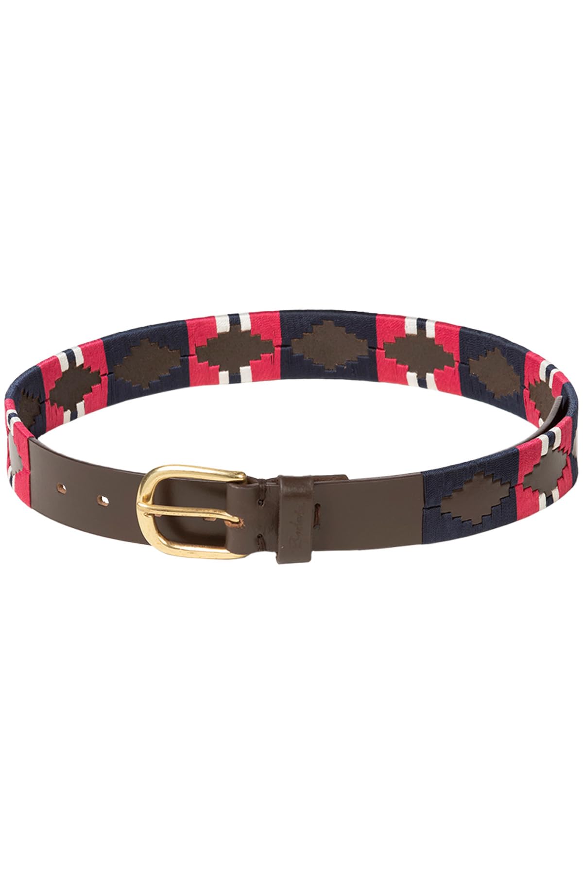 Rydale Leather Polo Belt Men's Ladies Belts Equestrian Stitched Unisex Trouser Belt (Bonbon/Navy/White, M)