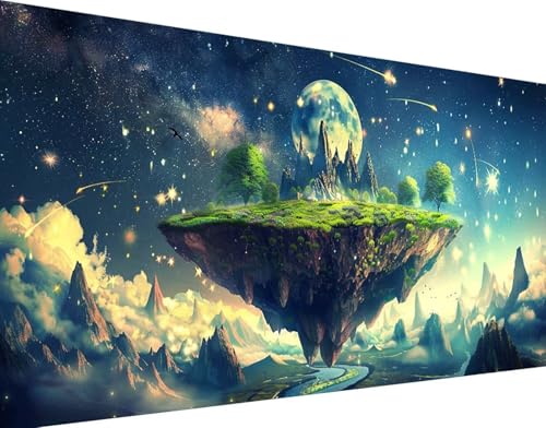 Loisirs créatifs adultes point de croix et broderie diamant lune 5D pour décoration murale 60x120cm