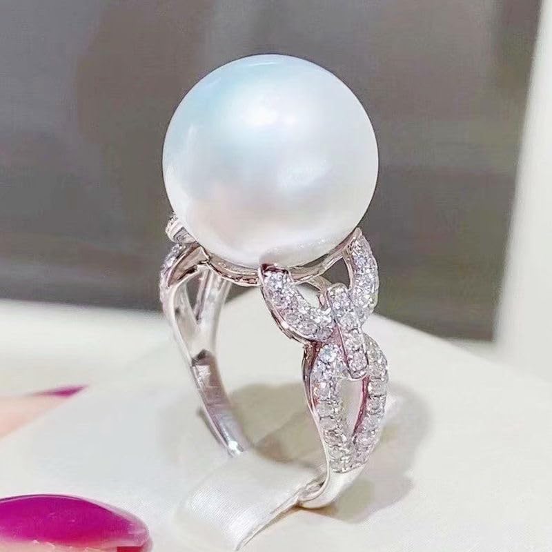 Bague Perle de Culture Blanche 11mm en Argent 925 de Haute Qualité