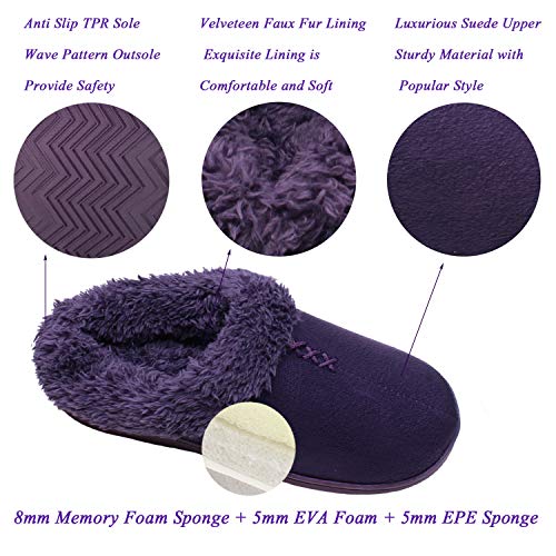 ofoot Women's Winter Warm Faux Suede Fuzzy Clog Slippers | Memory Foam, Non-Slip Rubber Soles2