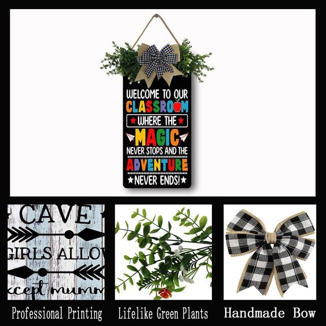 Miniatura 5 de Isaric Decoraciones de puerta de aula, gancho para puerta de aula, decoración de regreso a clases, letreros colgantes para puerta de aula, corona,