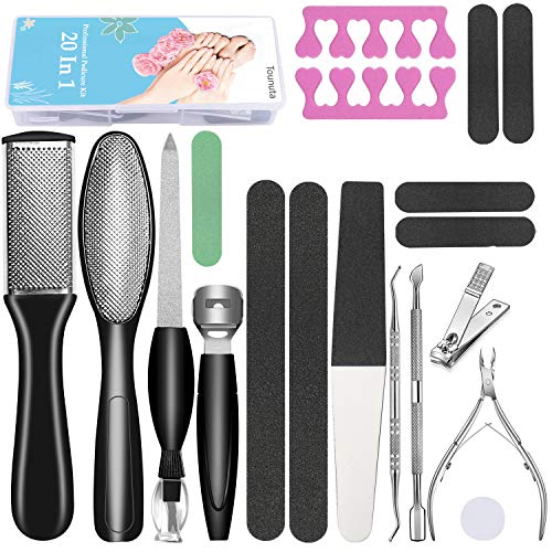 Pedicure Kit Tool 20 in 1, Professional Foot File Foot Care Kit Foot Scrubber Nail Tools Supplies Set, Toe Nail Clippers Foot File Scraper Rasp Care Kits, Dry Cracked Feet Men Women Salon Home